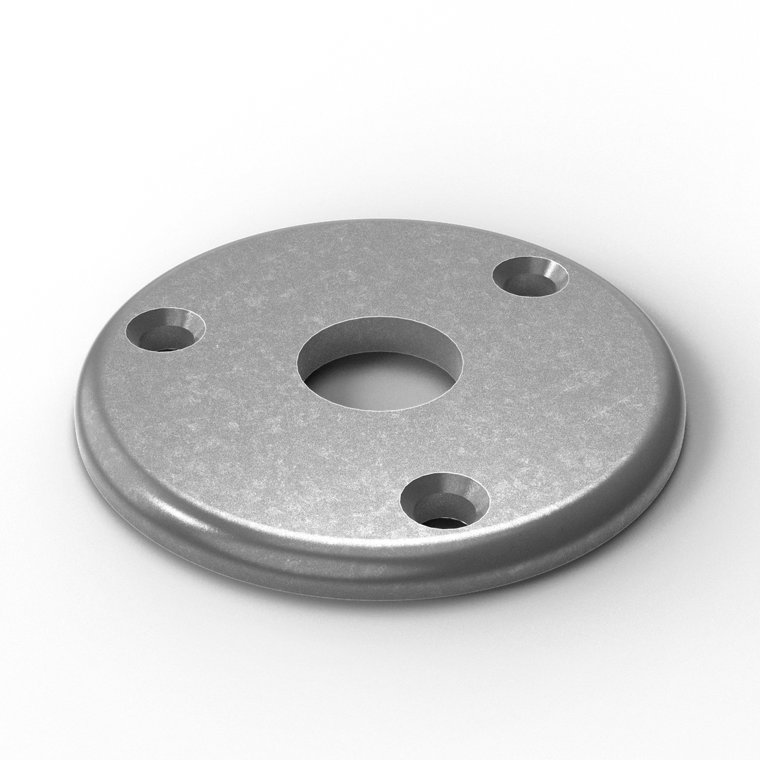 0156 1/4" Thick 3.5" OD Round Aluminum Countersunk Pad - ISO View