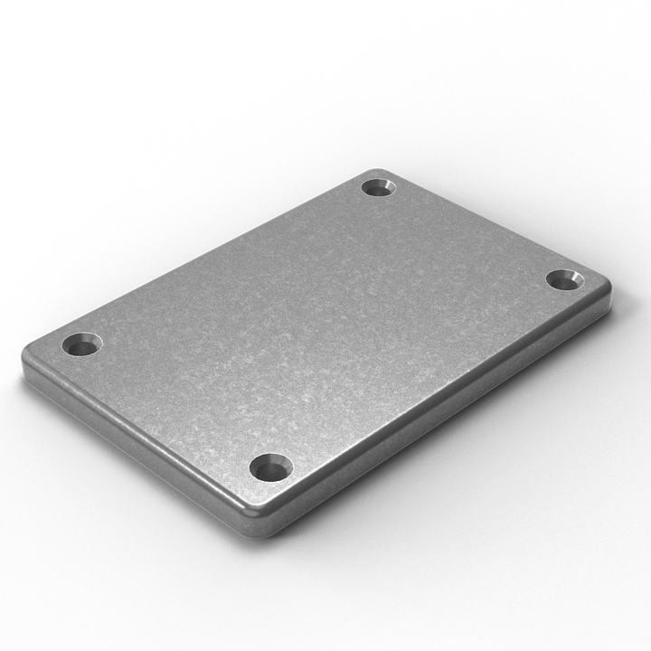 0179 3/8" 4" x 6" Rectangular Aluminum Countersunk Pad - ISO View