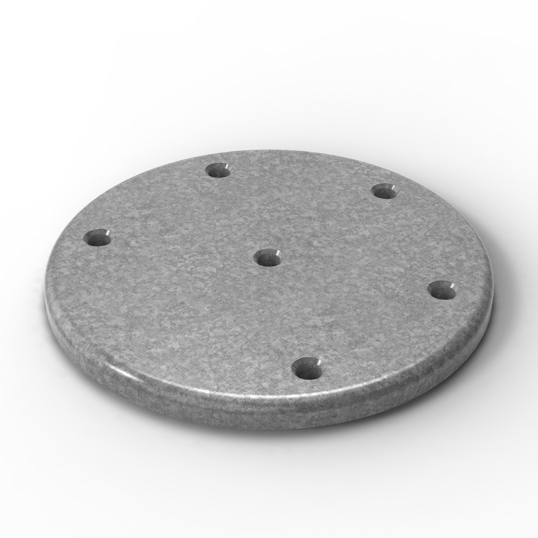 0067 3/8" Thick 6" OD Round Aluminum Countersunk Pad - ISO View