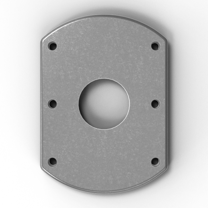 1/4" Thick 7.25" x 5" Oblong Aluminum CS Pad | 6-Hole 5/16" + 1.5" Center Passthrough | Marine Grade 6061-T6