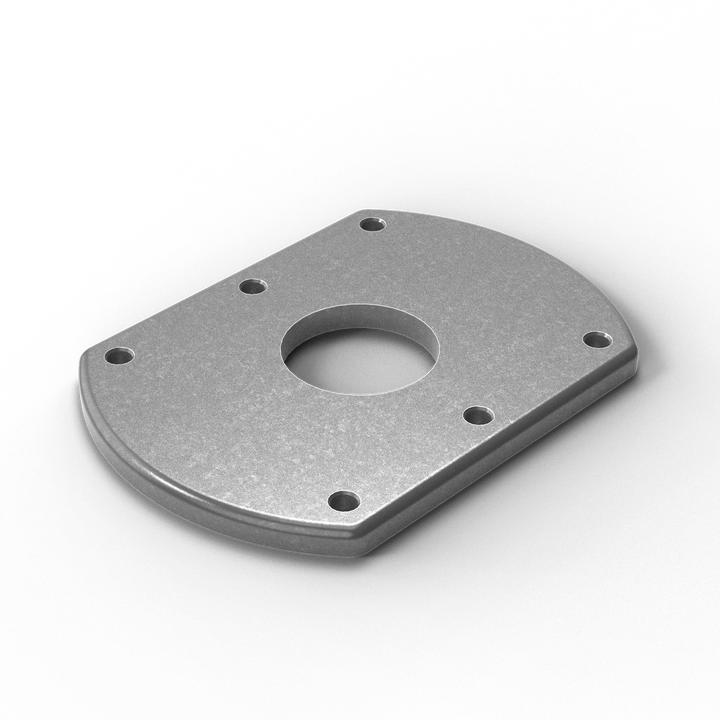 1/4" Thick 7.25" x 5" Oblong Aluminum CS Pad | 6-Hole 5/16" + 1.5" Center Passthrough | Marine Grade 6061-T6