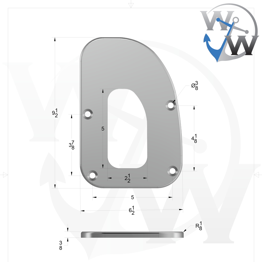 D5 - 9.5" x 6.45" x 3/8" CS Pad (Right Side) - Welding World, Inc.