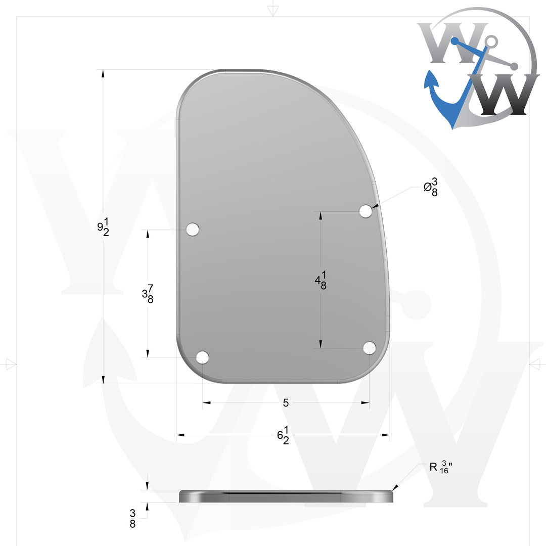 D5 - 9.5" x 6.5" x 3/8" Grommet Pad - Right Side - Welding World, Inc.