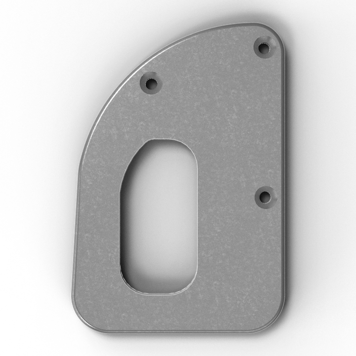 0072-L 3/8" 8" x 5.5" D-Pipe Aluminum Countersunk Pad - Side Profile