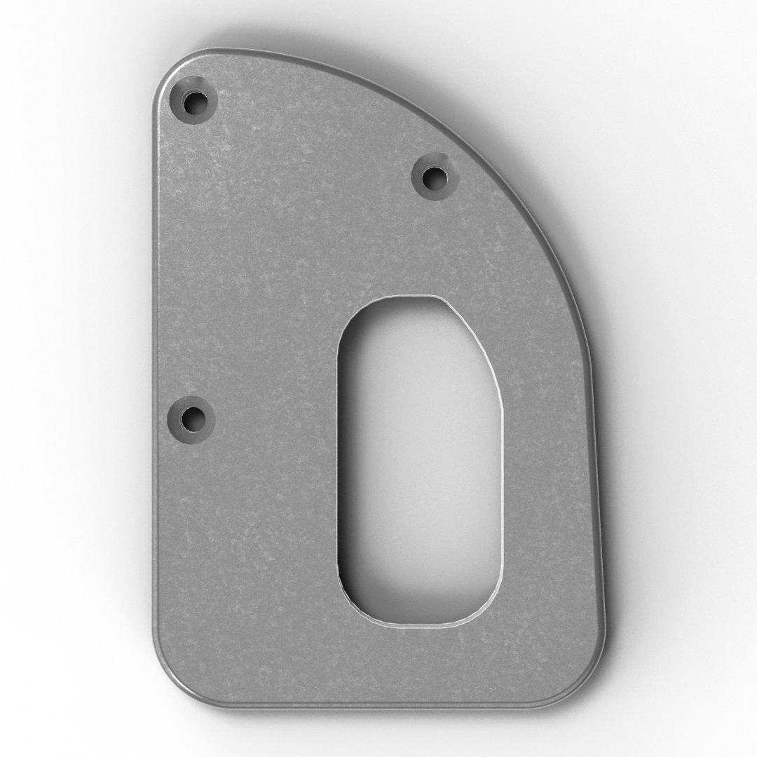 0072-R 3/8" 8" x 5.5" D-Pipe Aluminum Countersunk Pad - Side Profile
