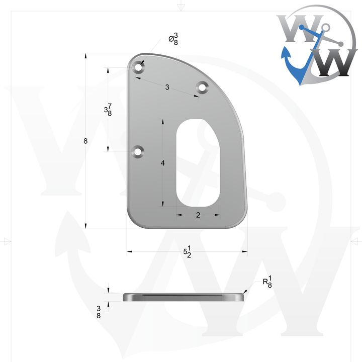 D5 - 8" x 5.5" x 3/8" CS Pad (Right Side) - Welding World, Inc.