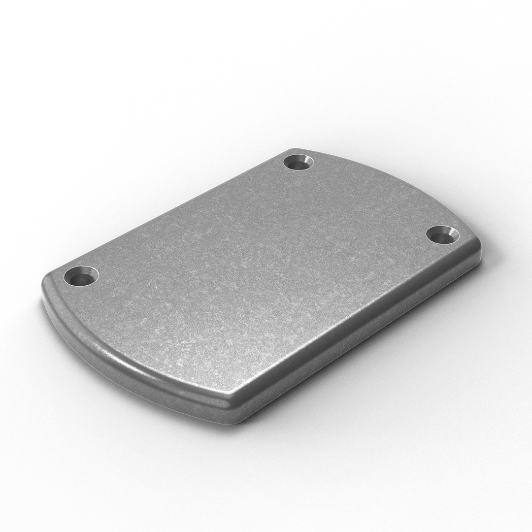 1076-R 3/8" Thick 3.75" x 6" Aluminum Countersunk Pad - ISO View