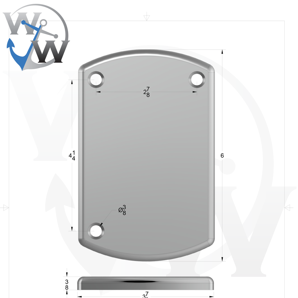 3.75" x 6" Aluminum CS Pad - Right Side | 3/8" Thick | Marine Grade 6061-T6 - Welding World, Inc.