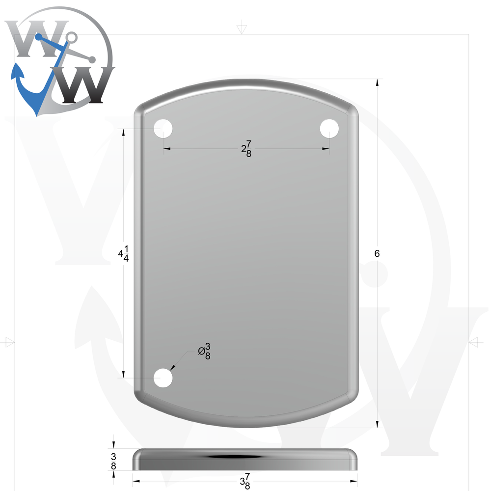 4" x 6" Aluminum Grommet Pad | 3/8" Thick | Marine Grade 6061-T6 - Welding World, Inc.
