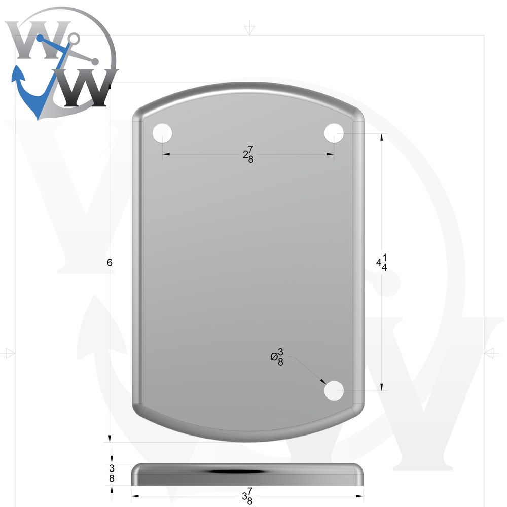 4" x 6" Aluminum Grommet Pad | 3/8"" Thick | Marine Grade 6061-T6 - Welding World, Inc.