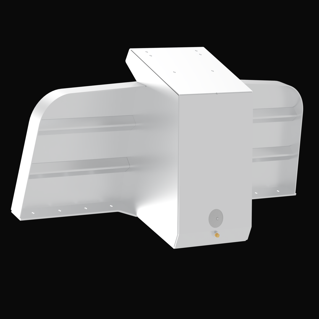 A white Standard Apex Single Engine 16° Transom Bracket displayed against a black background, featuring a central mounting plate and two angled side wings for enhanced stability and support