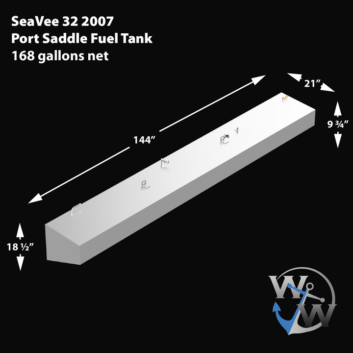 SeaVee 32'  2007 3-Tank Combo 2 x 168 gal. net Saddle Tanks & a 46 gal. net Water Tank OEM Replacement Fuel & Water Tank Kit