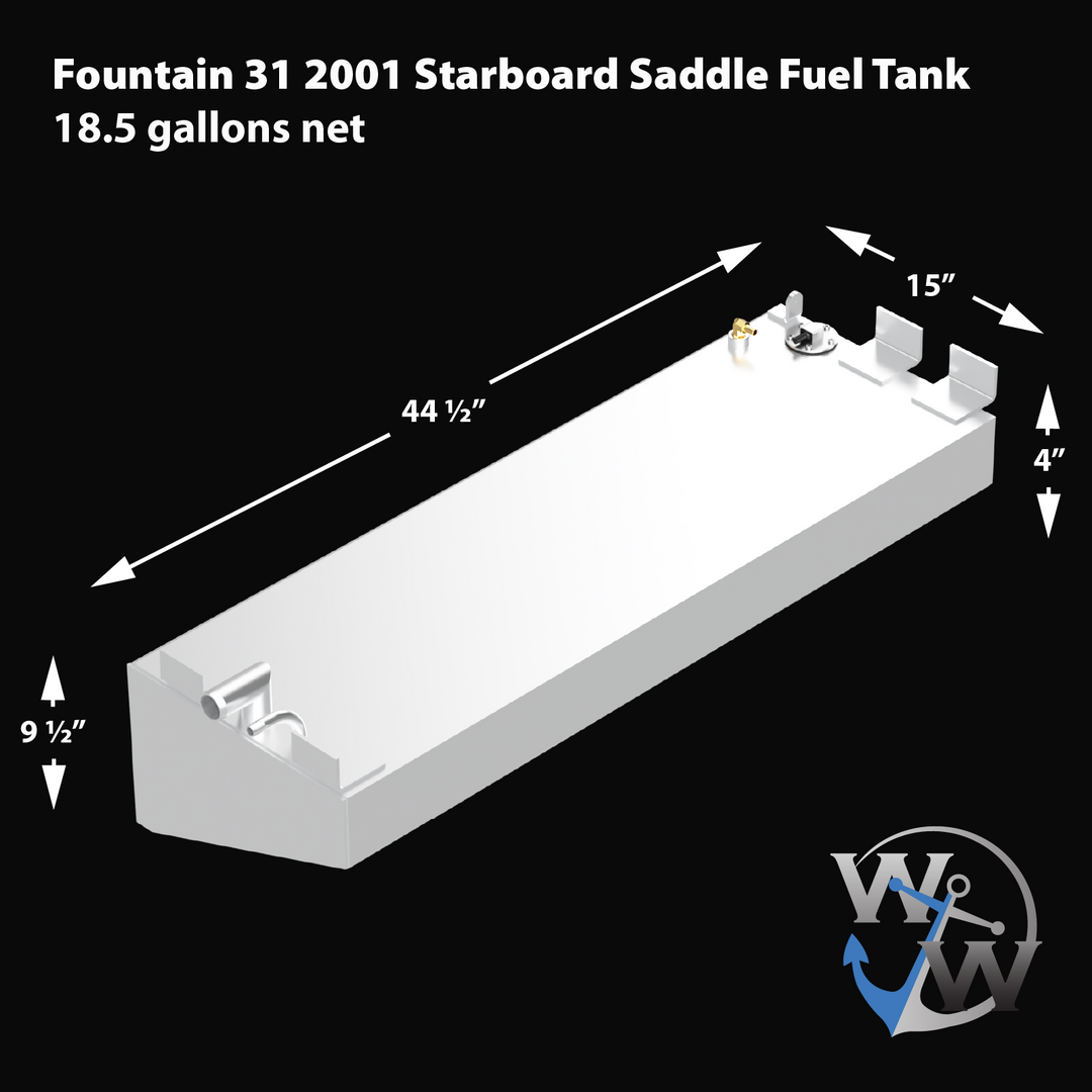 Fountain 31 2001 3-Tank Combo 1 x 210 gal. Center Tank & 2 x 18.5 gal. Saddle Tanks OEM Replacement Fuel Tank Kit