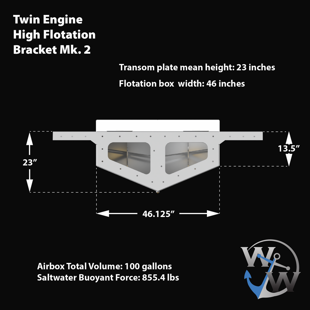 Custom High Flotation Twin Outboard Engine Bracket Mk.2