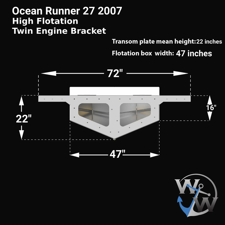 Ocean Runner 27 2007 High Floatation Twin Engine Bracket