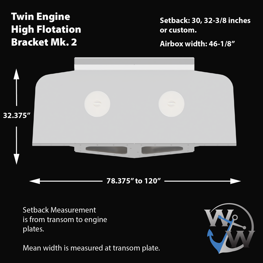 Custom High Flotation Twin Outboard Engine Bracket Mk.2