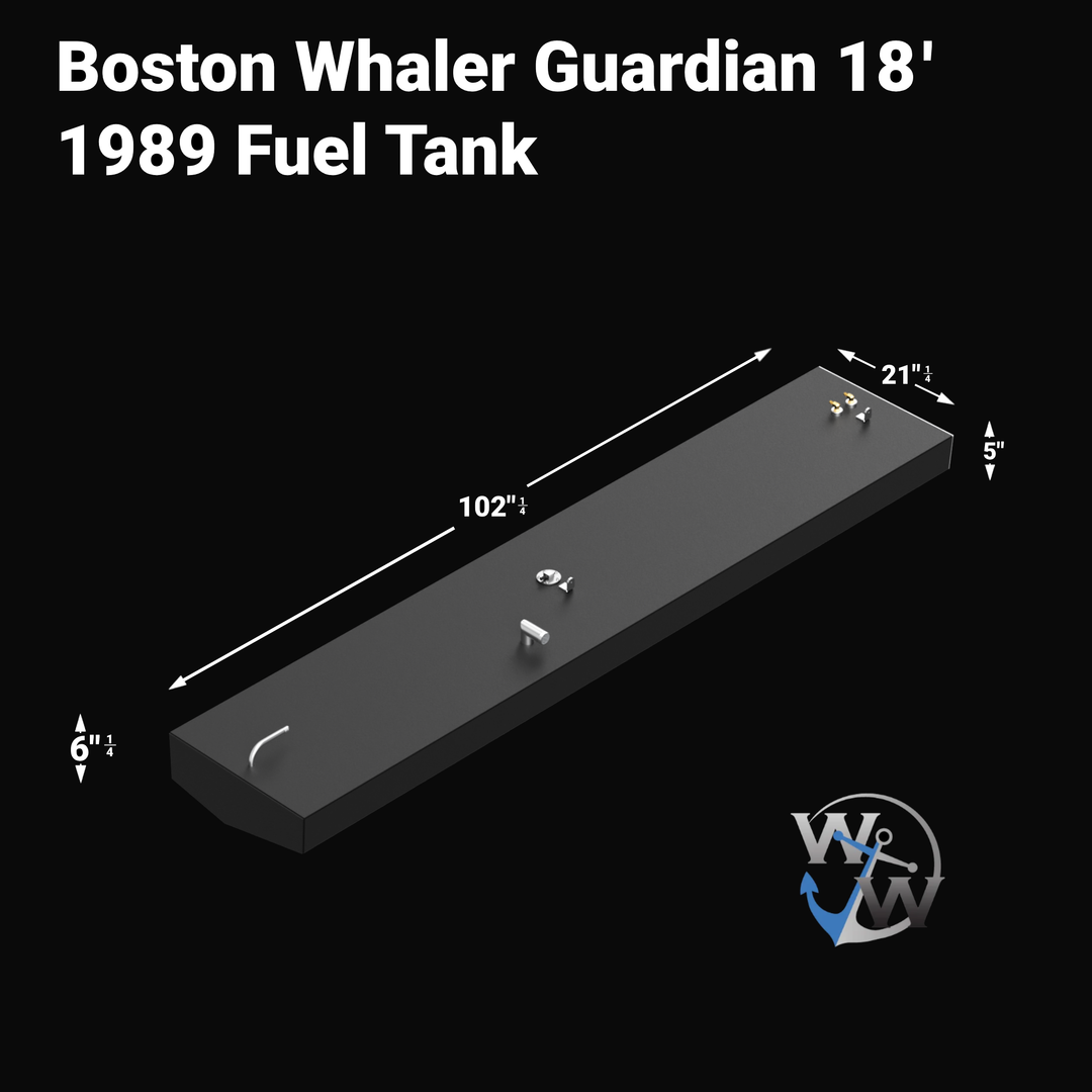 Boston Whaler Guardian 18' 1989 fuel tank with 57.14-gallon capacity, designed for durable marine performance