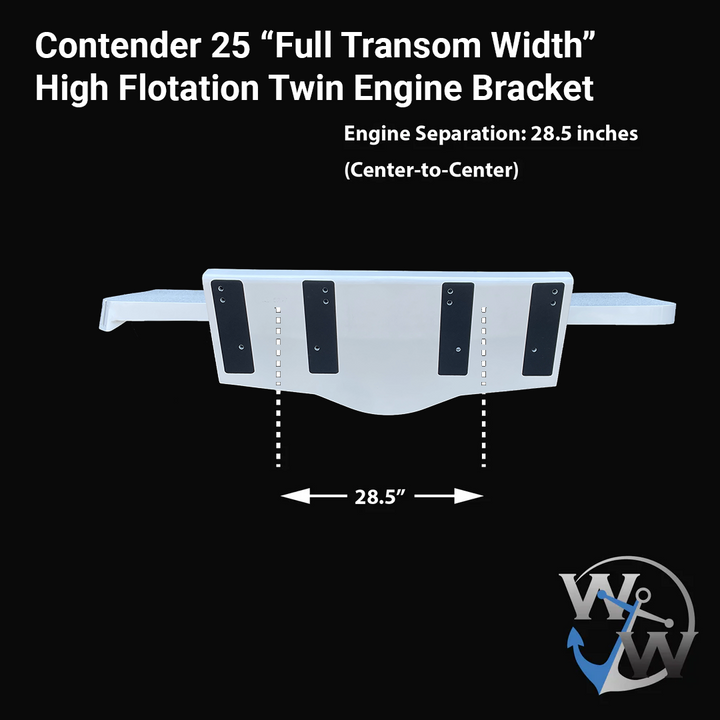 Contender 25 High Flotation Twin Engine Bracket "Full Transom Width"