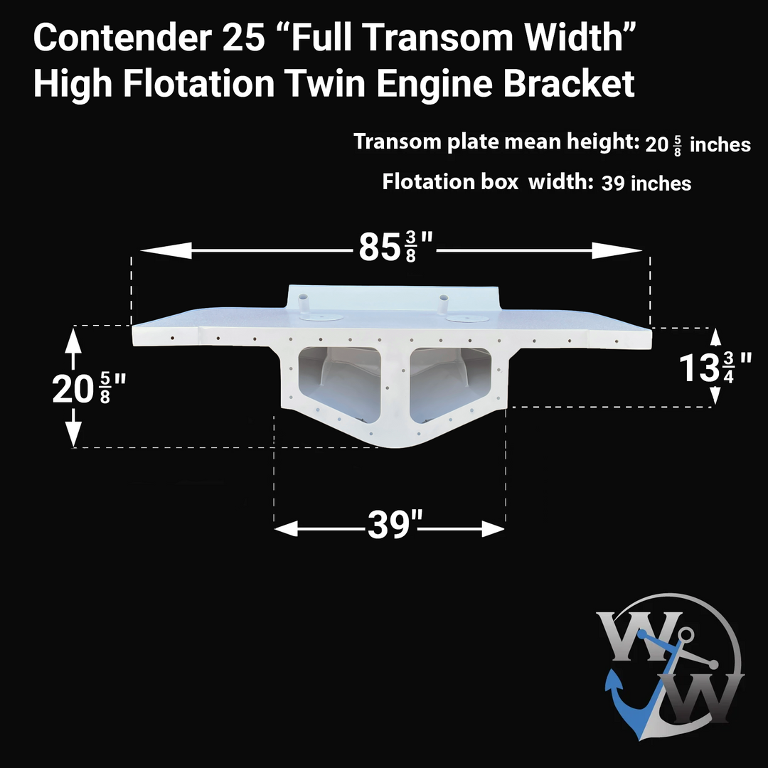 Contender 25 High Flotation Twin Engine Bracket "Full Transom Width"