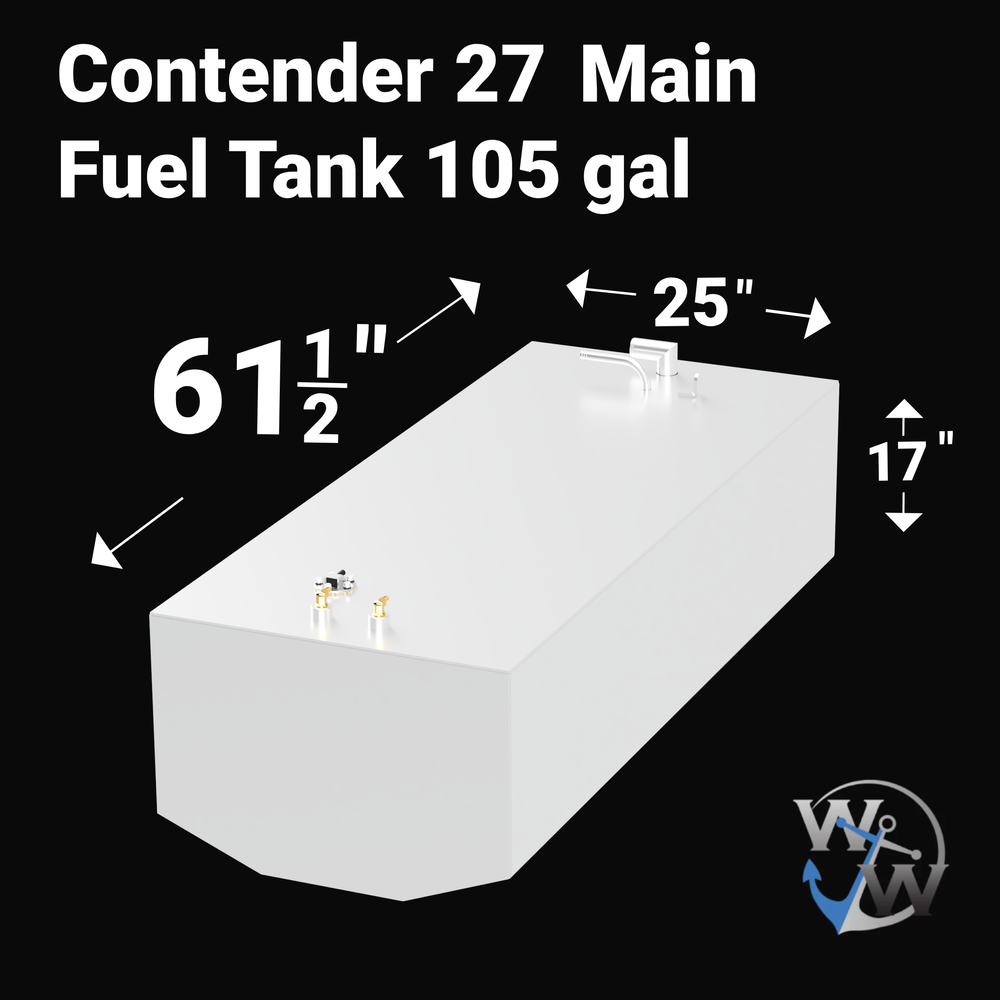 Contender 27 Auxiliary Fuel Tank with a capacity, designed for extended range and optimal performance