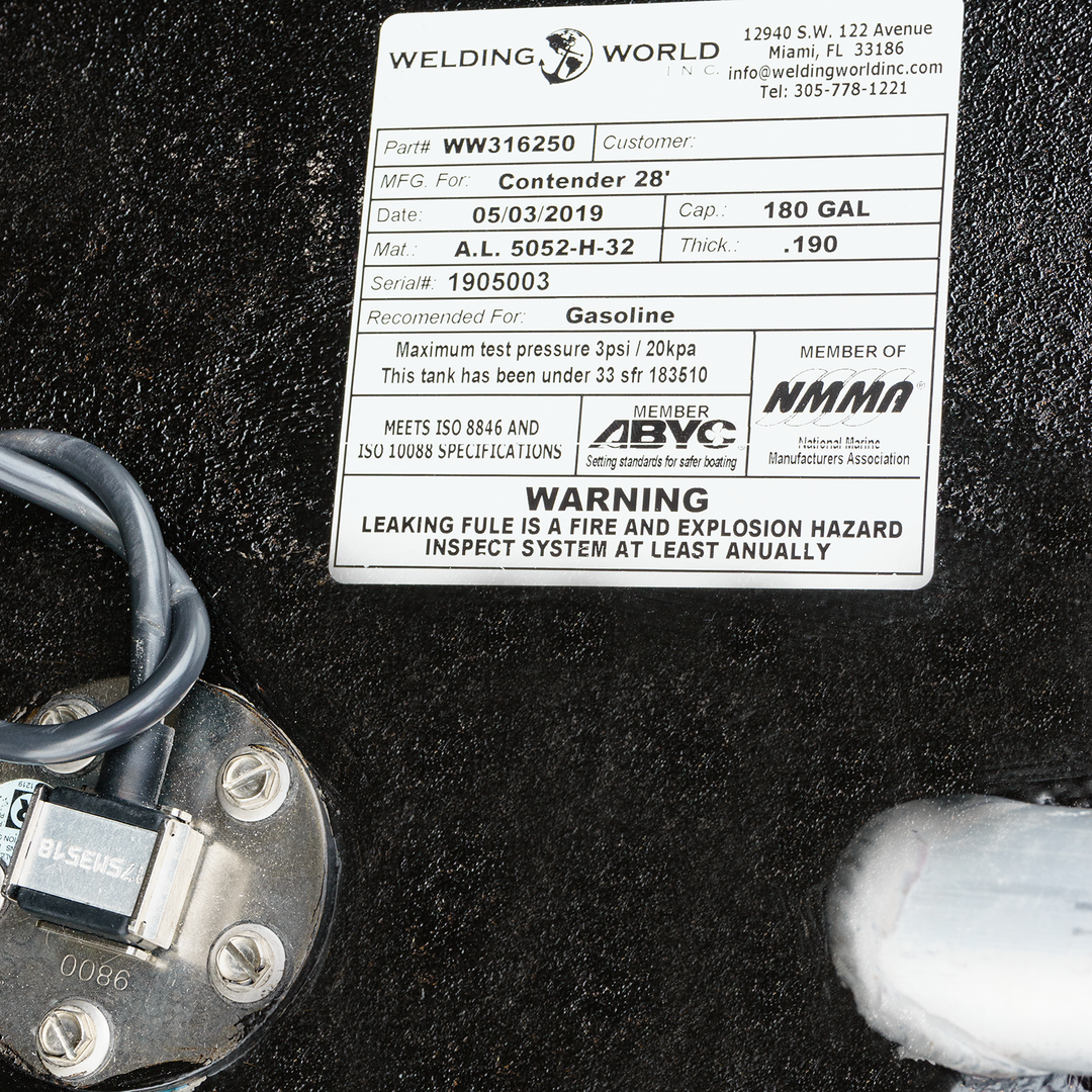 Contender 25' / 28' 180 gal. OEM Replacement Belly Fuel Tank - Welding World, Inc.