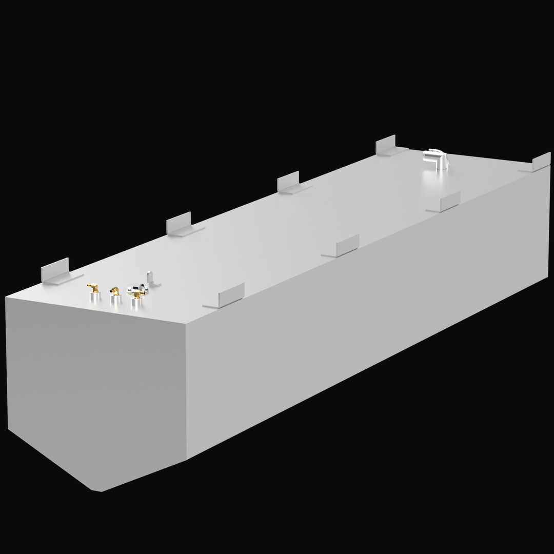 Intended for a 121-gallon fuel tank designed for a 1975 Seabird 22' boat. Marine fuel tanks for vessels of this type and vintage, or their modern replacements, are typically custom-fabricated from marine-grade aluminum (such as 5052 alloy, often .125 or .190 inch thick) to ensure durability and a precise fit within the hull structure. They would be equipped with standard fittings for fuel fill, vent, engine supply, and level monitoring.