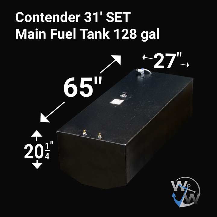 Contender 31' OEM Replacement 3 Fuel Tank Combo Kit #1 - 1 Large Belly (128 gal.) & 2 Standard Saddle Tanks (85 gal.) & 1 Water Tank (21.26 gal.) - Welding World, Inc.