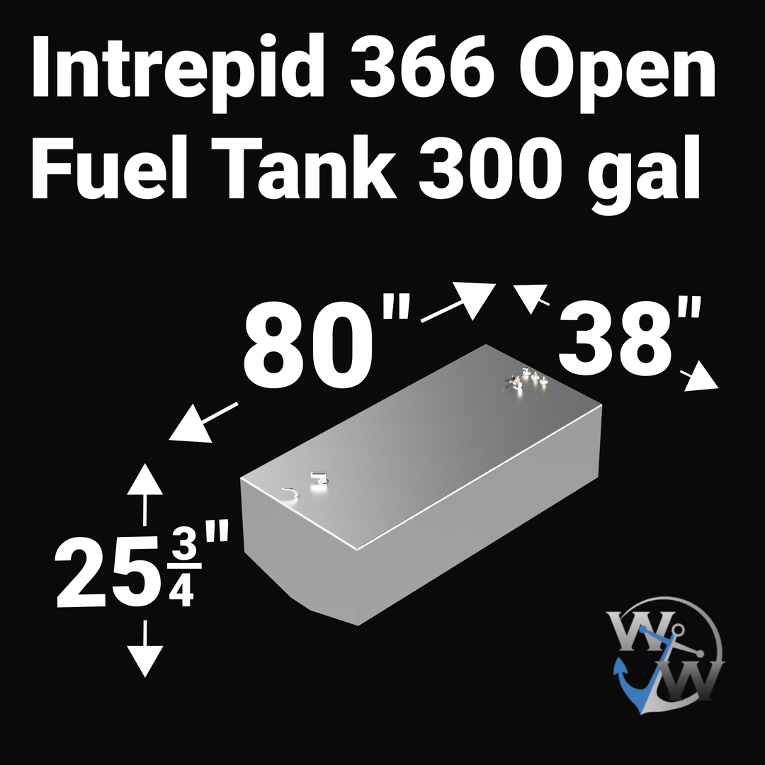 Intrepid 366 Open 2002 300 gal Aluminum Marine Fuel Tank — dimension diagram