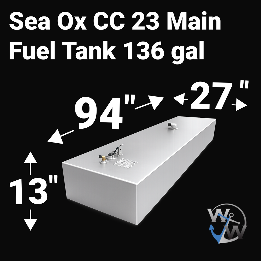 Sea Ox CC 23 2-tank combo Aluminum Marine Fuel Tank — dimension diagram