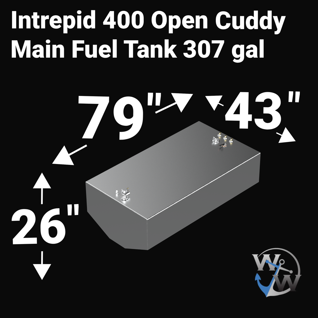 Intrepid 400 Cuddy 2016 2-tank combo Aluminum Marine Fuel Tank — dimension diagram