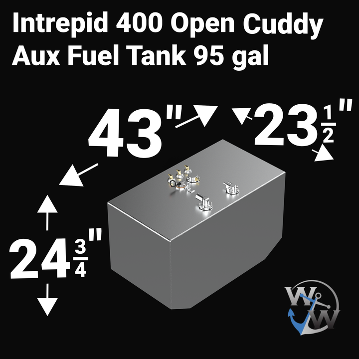 Intrepid 400 Cuddy 2016 2-tank combo Aluminum Marine Fuel Tank — dimension diagram