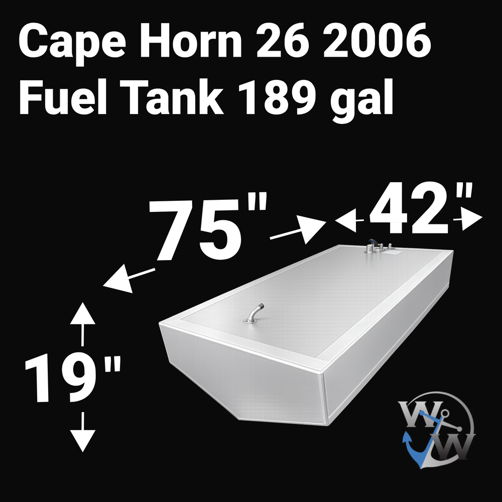 Cape Horn 26 2006 189 gal Aluminum Marine Fuel Tank — dimension diagram