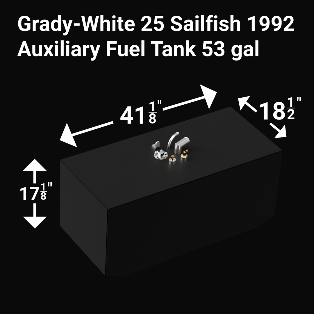 Grady-White 25' Sailfish 1992 auxiliary fuel tank with a net capacity of 53 gallons, designed for additional fuel storage and efficiency