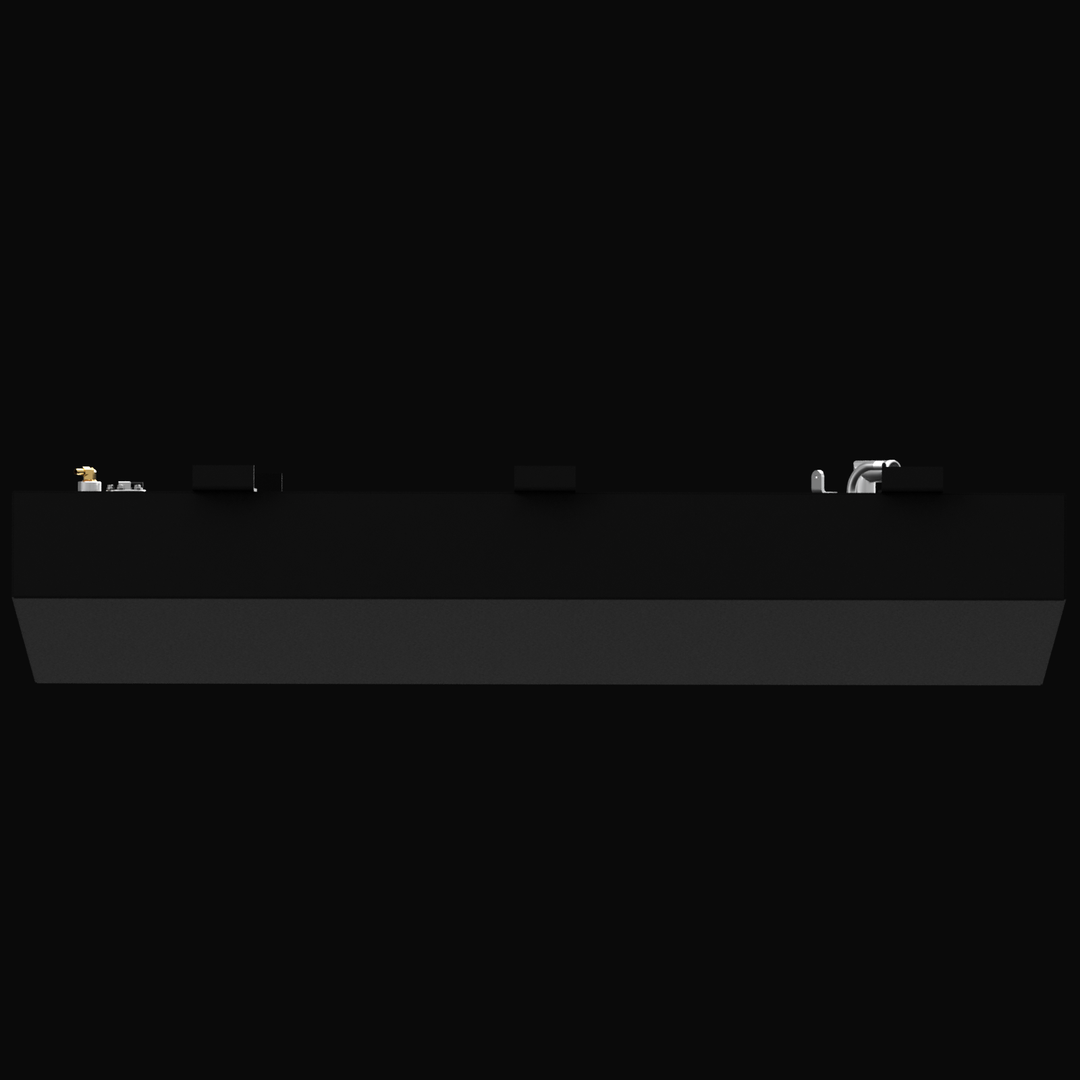 A black Mako 22 1997 fuel tank with a capacity of 121 gallons, featuring various fittings and pipes on the top