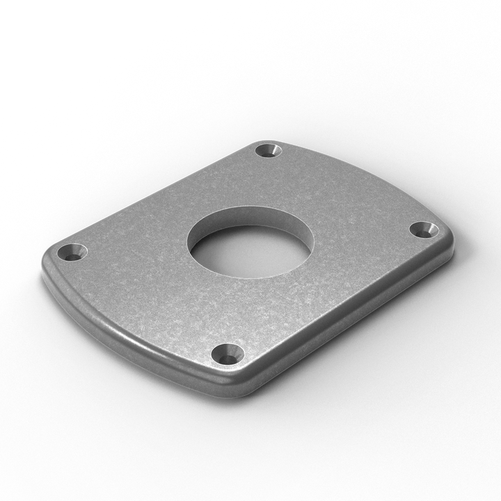 P3C-OMX 3/8" Thick 4.5" x 6" x 2" Oblong Aluminum Countersunk Pad - ISO View