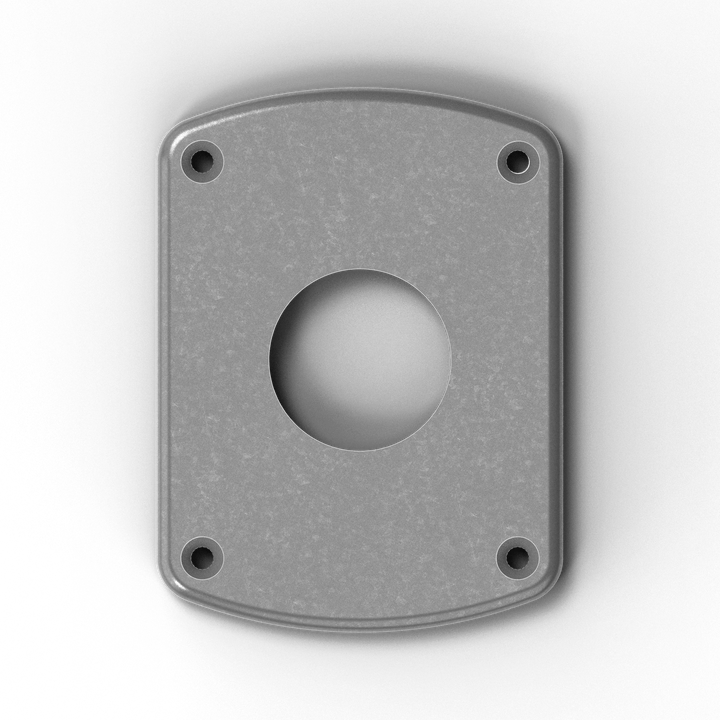 P3C-OMX 3/8" Thick 4.5" x 6" x 2" Oblong Aluminum Countersunk Pad - Side Profile