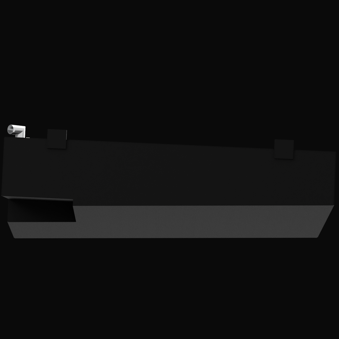 A side view of a 36-foot SportsFisher Gilliken boat from 1994, showcasing its diesel fuel tank with a capacity of 357 gallons. The tank is depicted in a sleek, minimalist design against a dark background, highlighting its elongated shape and functional features