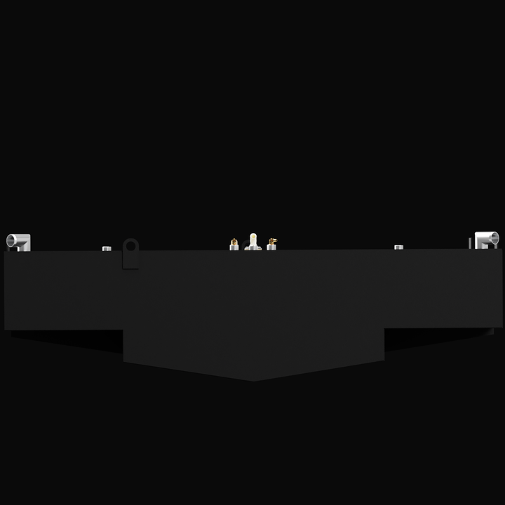 A 1994 SportsFisher 36' Gilliken diesel tank with a capacity of 357 gallons, featuring three fittings on top, set against a black background