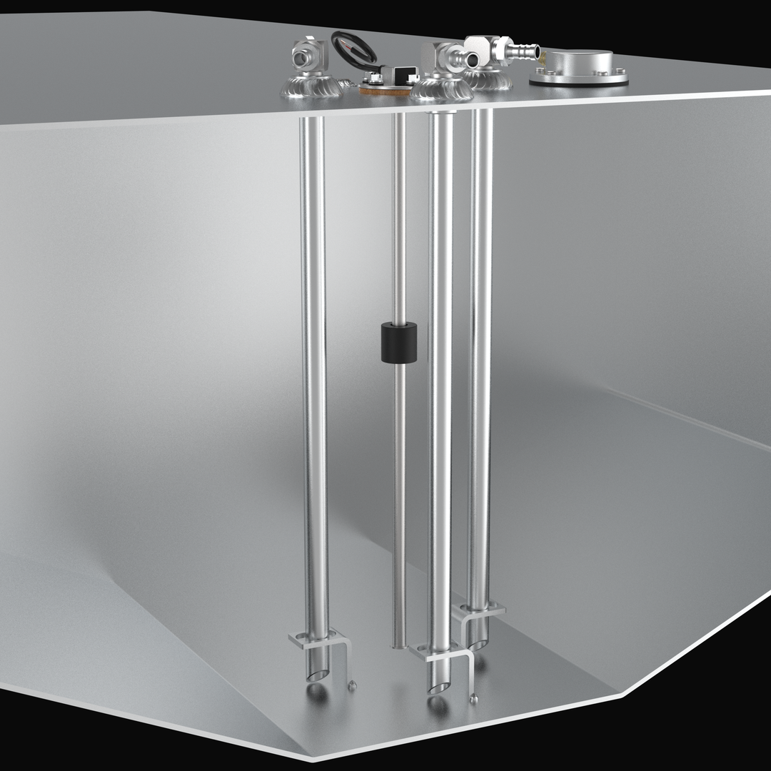 Internal cutaway view of a Yellowfin 34 (2007–2026) replacement fuel tank, showcasing the precision-engineered fuel pickup tubes and integrated reed-style sending unit. The image highlights the heavy-duty .125" marine-grade aluminum construction, internal anti-slosh baffling, and top-mounted EPA-compliant fittings designed for a guaranteed OEM fit and optimal fuel delivery in offshore conditions.