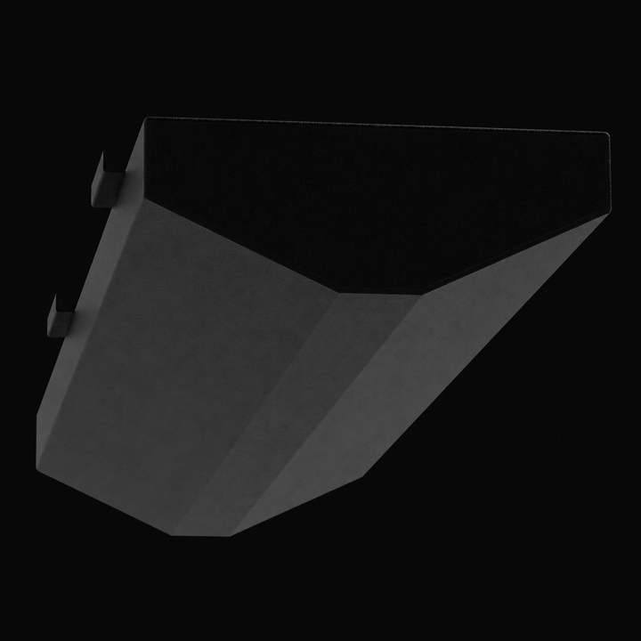 A low-angle worm's-eye perspective view highlighting the shallow V-shaped hull-conforming bottom profile of a black Action Marine 25 replacement marine fuel tank. This underside layout view details the specialized multi-angled lower panels that taper to a flat center section, custom-engineered by Welding World to sit flush inside the central keel cavity. This high-capacity 115-gallon fuel cell is precision-fabricated from heavy-gauge marine-grade 5052-H32 aluminum and treated with a protective, anti-corrosi