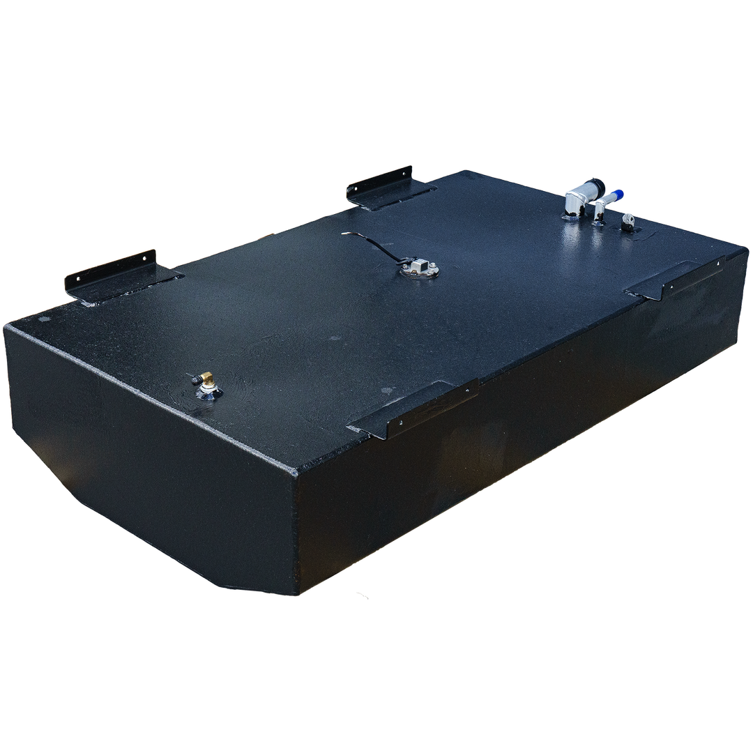 Built to OEM Specs belly fuel tank for Angler 204, 1998 model, featuring a 47-gallon capacity, with a sleek black finish and multiple fittings