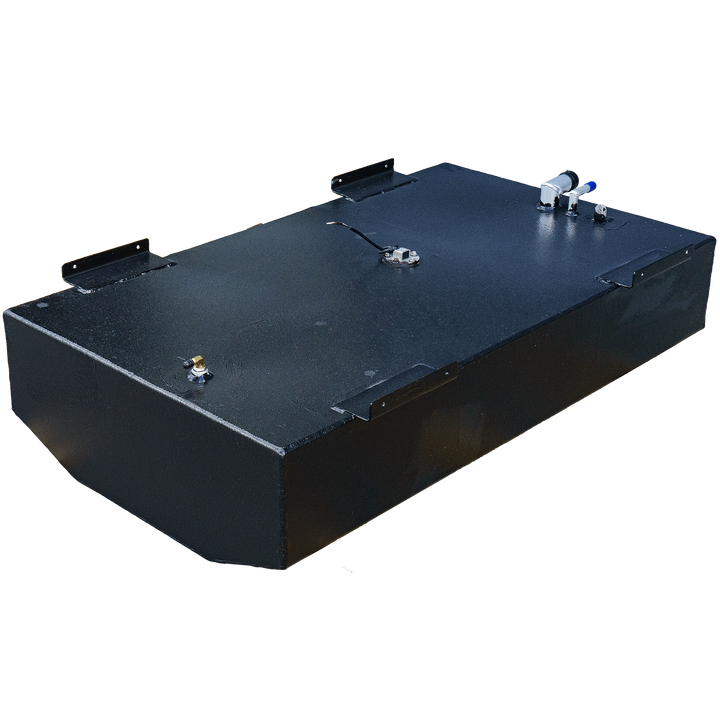 Built to OEM Specs belly fuel tank for Angler 204, 1998 model, featuring a 47-gallon capacity, with a sleek black finish and multiple fittings