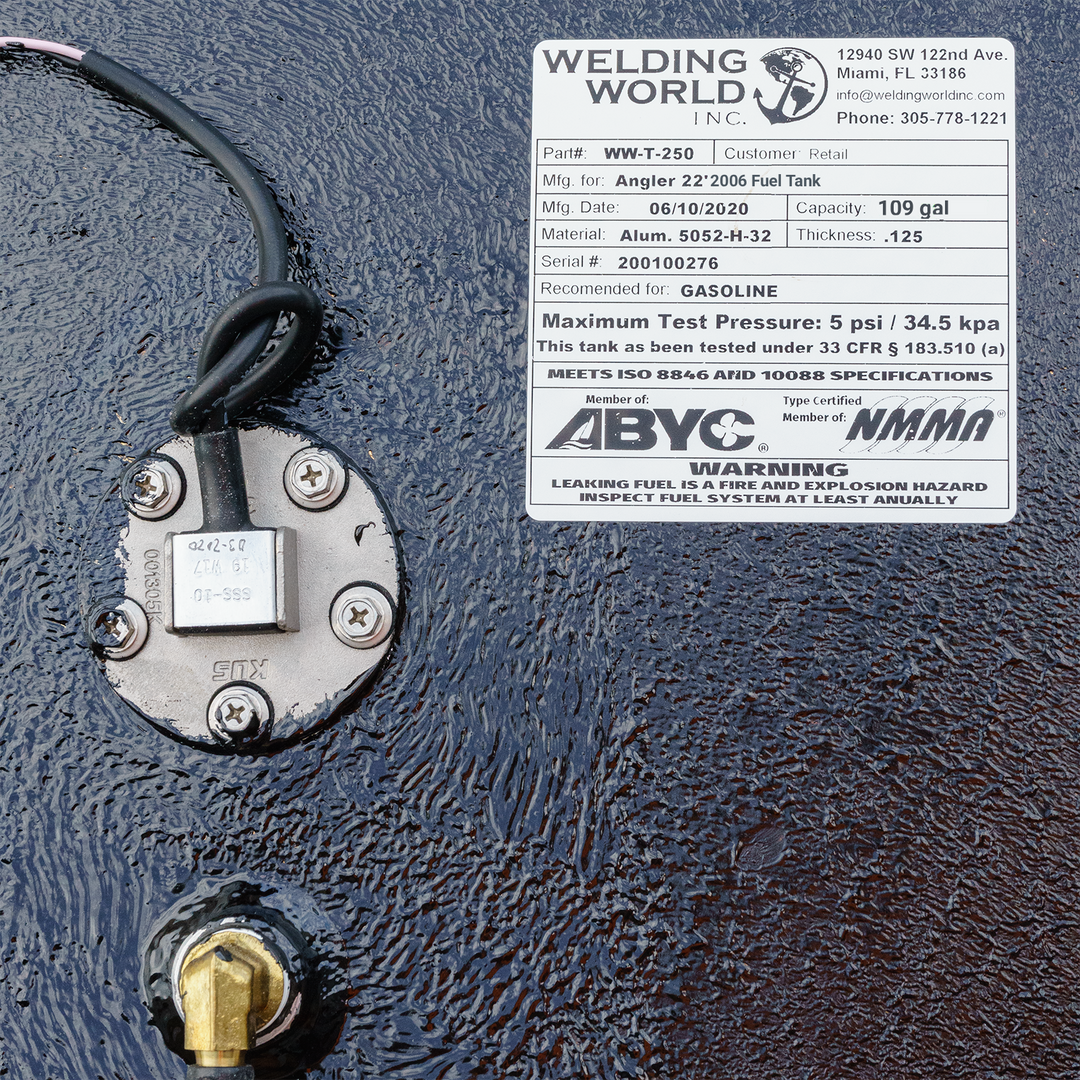 Angler 22 2006 109 gal Aluminum Marine Fuel Tank — product view