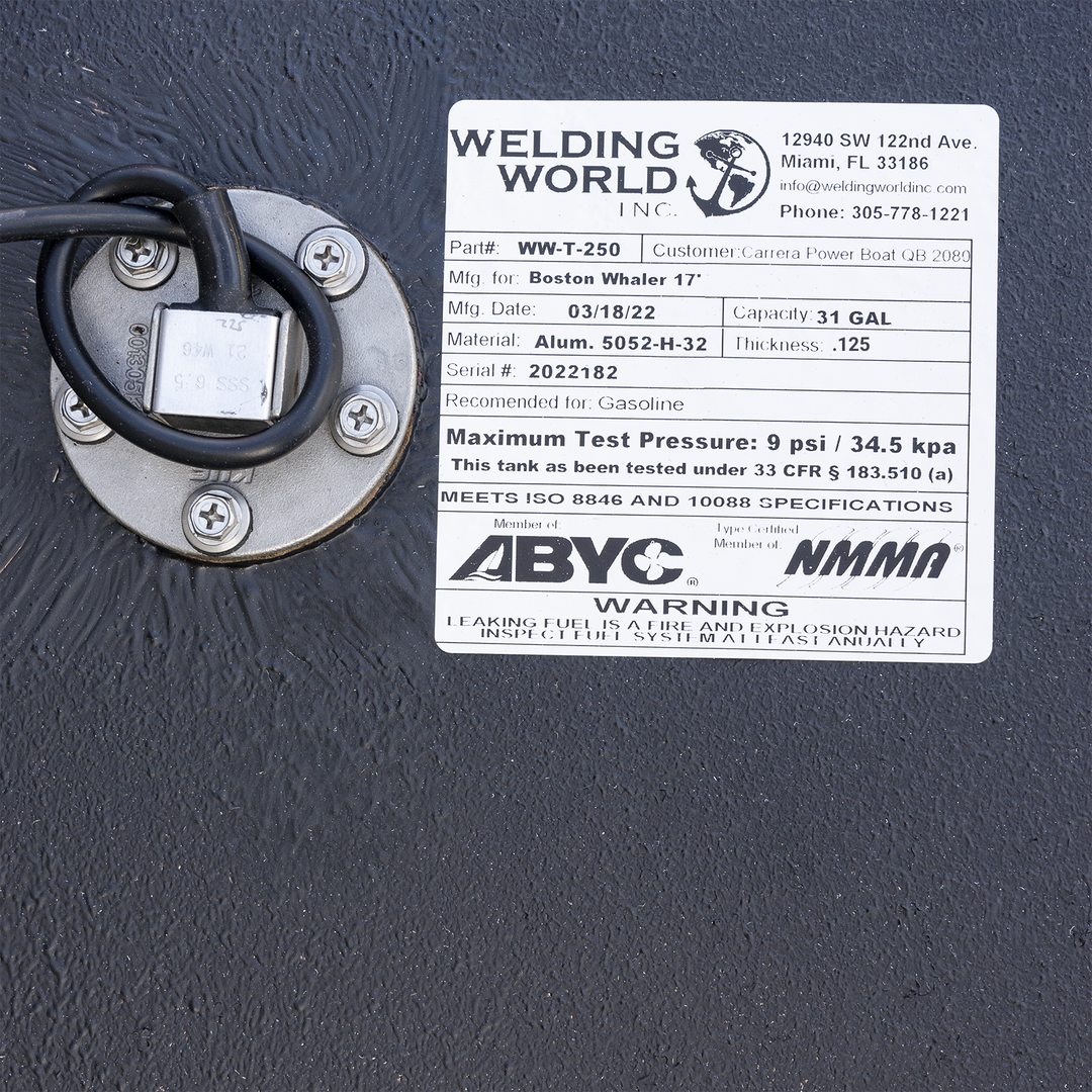 Boston Whaler Outrage 17' 1994 - 31 gal. net - Belly Fuel Tank | OEM Replacement - Welding World, Inc.