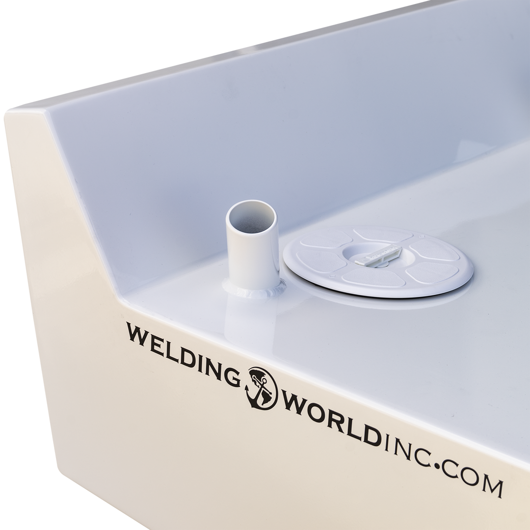 White Chaparral 327 SSX Custom High Flotation Twin Outboard Engine Bracket with "WELDING WORLD INC.COM" printed on the side, viewed from an angled top perspective. The background features a black and gray checkered pattern