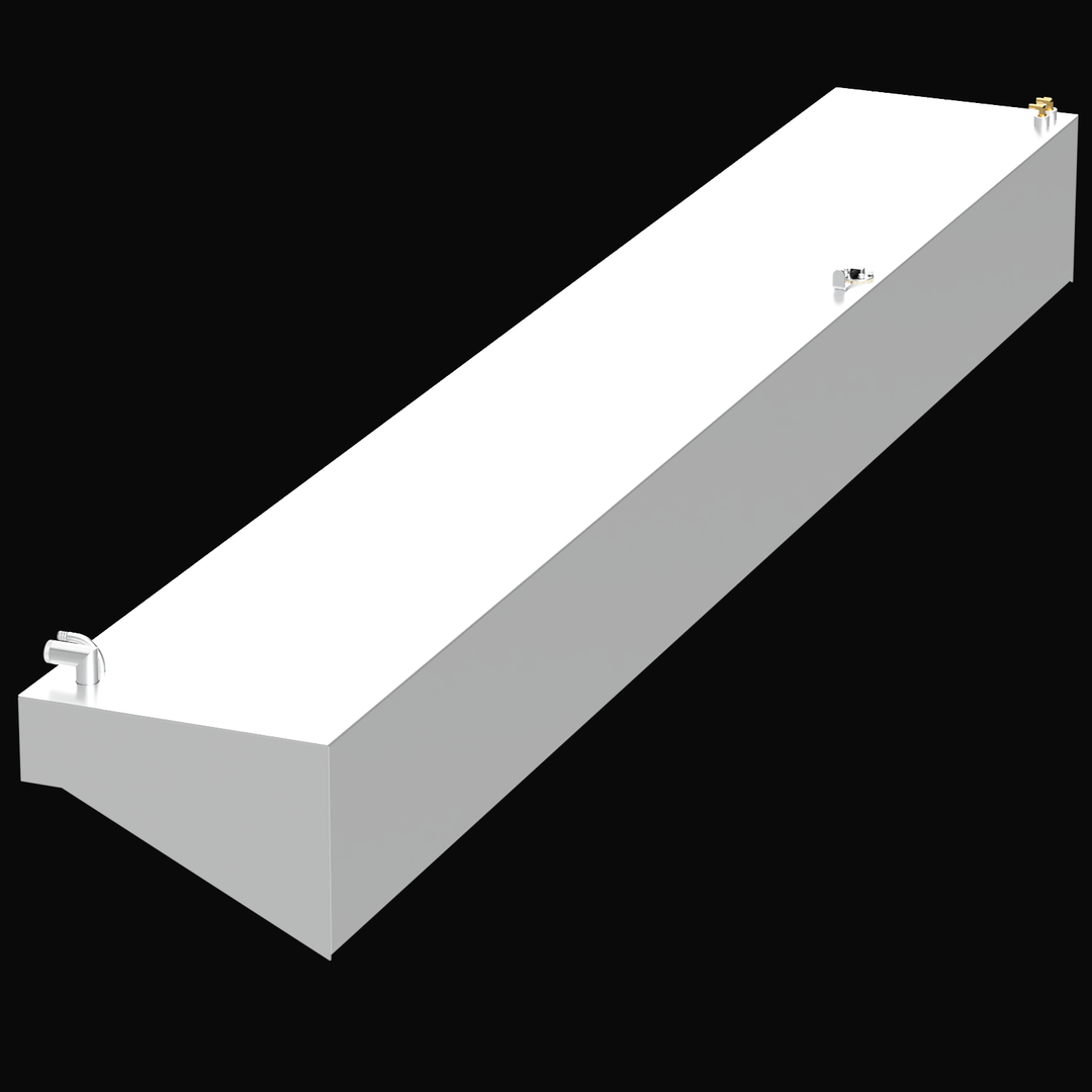  Intended for a 4-tank combination fuel system designed for a 1975 Cigarette 35' high-performance boat, boasting an exceptionally large total capacity of 888 gallons. This complex fuel system would typically comprise four individual tanks, custom-fabricated from marine-grade aluminum. These tanks would be engineered to integrate seamlessly within the boat's hull, optimizing space and maintaining proper weight distribution essential for performance vessels. 