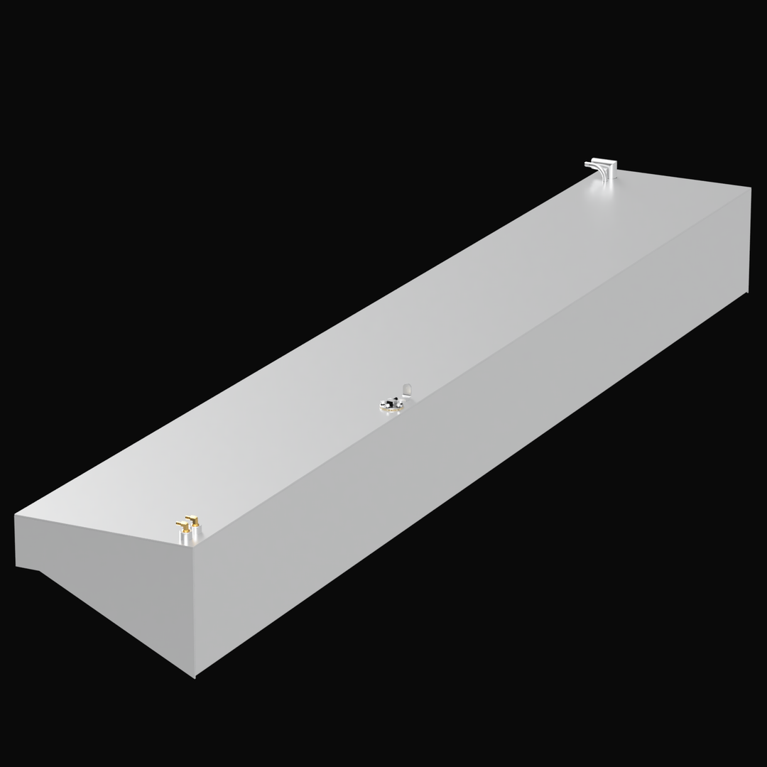 Intended for a 4-tank combination fuel system designed for a 1975 Cigarette 35' high-performance boat, boasting an exceptionally large total capacity of 888 gallons. This complex fuel system would typically comprise four individual tanks, custom-fabricated from marine-grade aluminum. These tanks would be engineered to integrate seamlessly within the boat's hull, optimizing space and maintaining proper weight distribution essential for performance vessels. 
