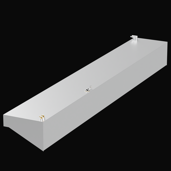 Intended for a 4-tank combination fuel system designed for a 1975 Cigarette 35' high-performance boat, boasting an exceptionally large total capacity of 888 gallons. This complex fuel system would typically comprise four individual tanks, custom-fabricated from marine-grade aluminum. These tanks would be engineered to integrate seamlessly within the boat's hull, optimizing space and maintaining proper weight distribution essential for performance vessels. 