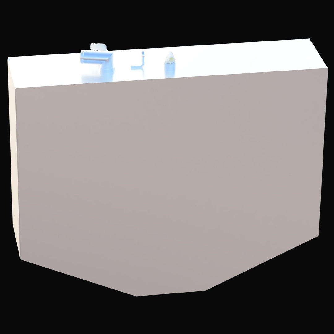 Full-length view of the 123-gallon Starboard wing fuel tank for a 2012 Contender 39. This OEM replacement is precision-welded from .190 marine-grade aluminum and features a heavy-duty Coal Tar Epoxy coating. The image highlights the longitudinal design and specific mounting bracket placements required for a secure "drop-in" fit within the starboard hull section, ensuring USCG and ABYC compliance for offshore use.
