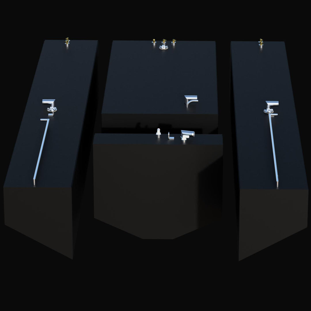 Low-angle profile view of a 123-gallon Port side fuel tank for a 2012 Contender 39. This OEM replacement is fabricated from heavy-duty .190 marine-grade aluminum and fully encapsulated in Coal Tar Epoxy. The image highlights the longitudinal structural integrity and the precision-placed mounting flanges designed for a secure, "drop-in" fit in the port hull stringer.